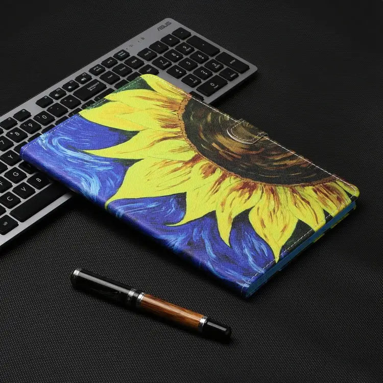 Colored Drawing Stitching Horizontal Flip Leather Case with Holder & Card Slots & Sleep / Wake-up Function For iPad