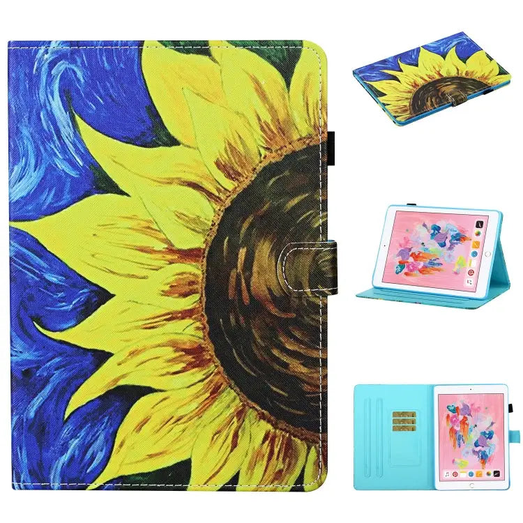 Colored Drawing Stitching Horizontal Flip Leather Case with Holder & Card Slots & Sleep / Wake-up Function For iPad