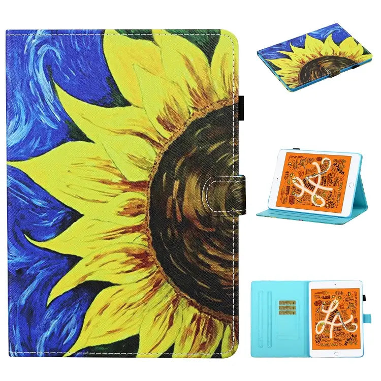 Colored Drawing Stitching Horizontal Flip Leather Case with Holder & Card Slots & Sleep / Wake-up Function For iPad
