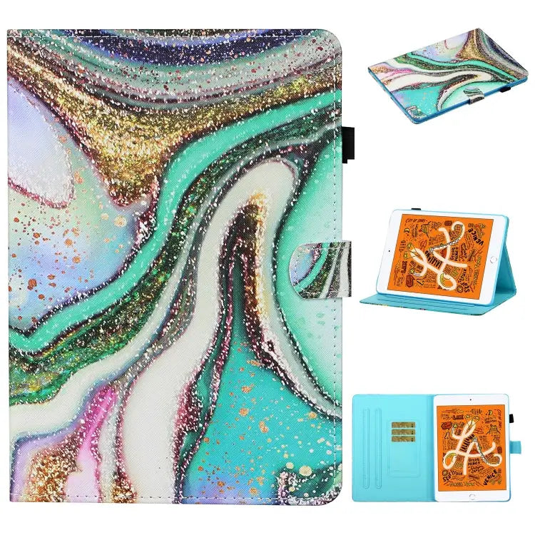 Colored Drawing Stitching Horizontal Flip Leather Case with Holder & Card Slots & Sleep / Wake-up Function For iPad