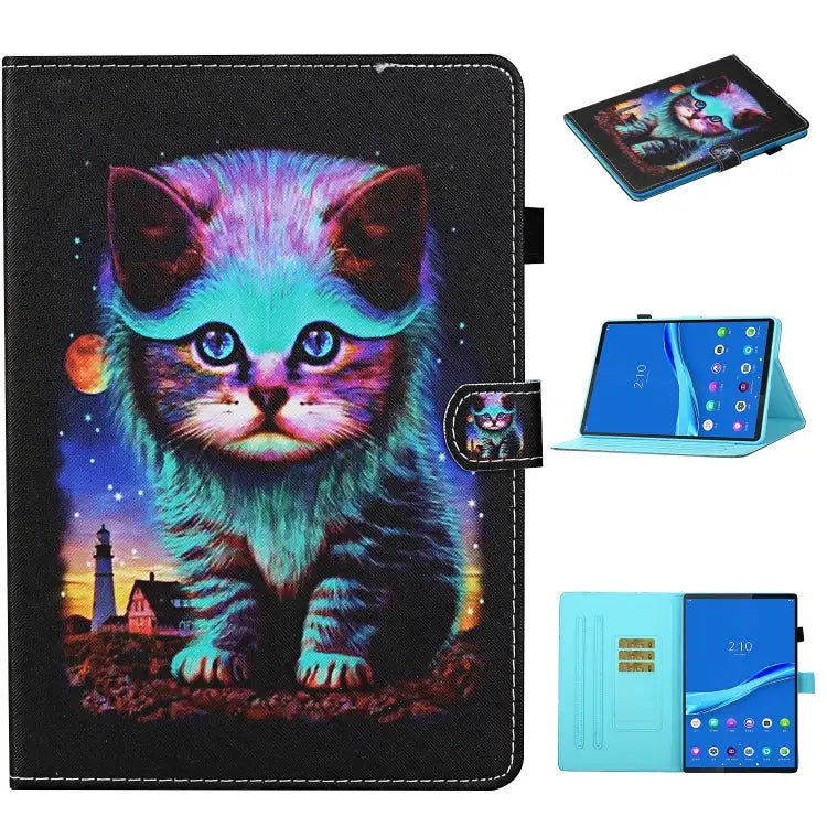 Colored Drawing Stitching Horizontal Flip Leather Case with Holder & Card Slots & Sleep / Wake-up Function For iPad