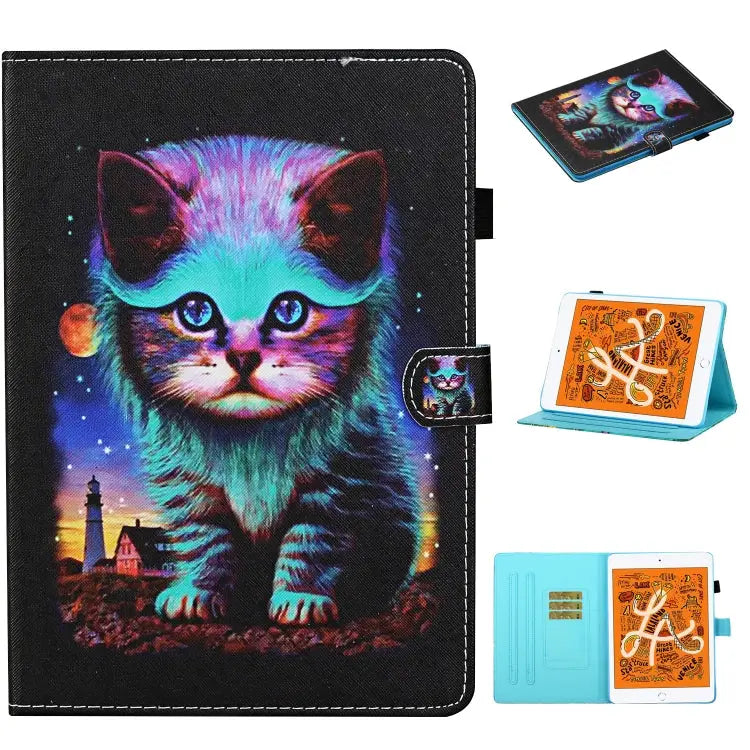 Colored Drawing Stitching Horizontal Flip Leather Case with Holder & Card Slots & Sleep / Wake-up Function For iPad