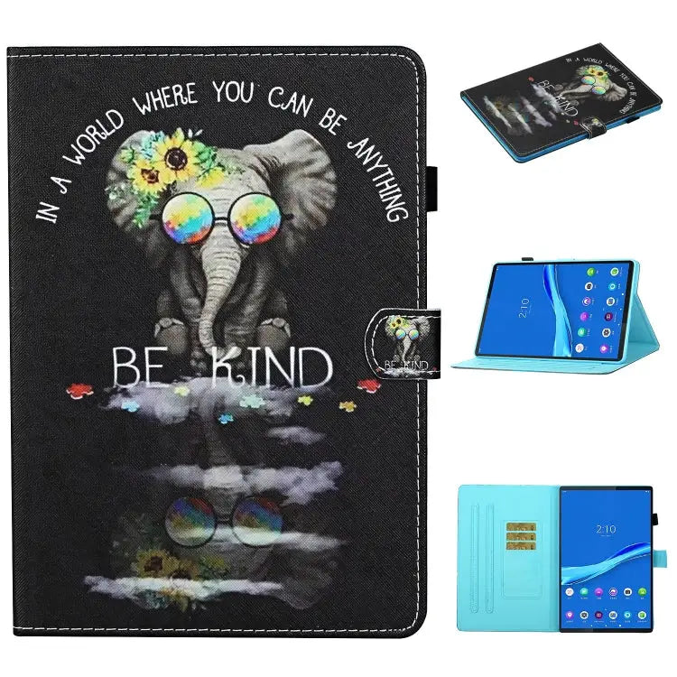 Colored Drawing Stitching Horizontal Flip Leather Case with Holder & Card Slots & Sleep / Wake-up Function For iPad