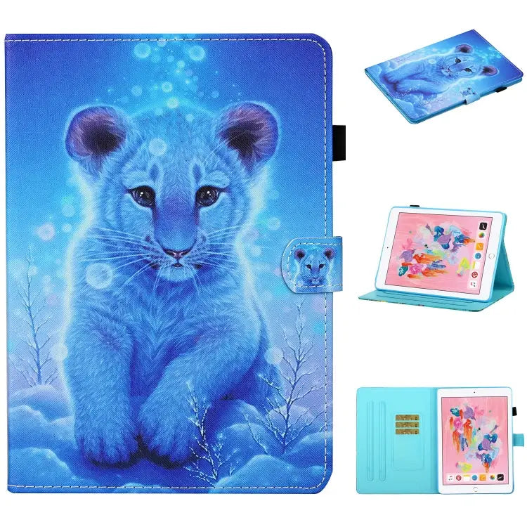 Colored Drawing Stitching Horizontal Flip Leather Case with Holder & Card Slots & Sleep / Wake-up Function For iPad