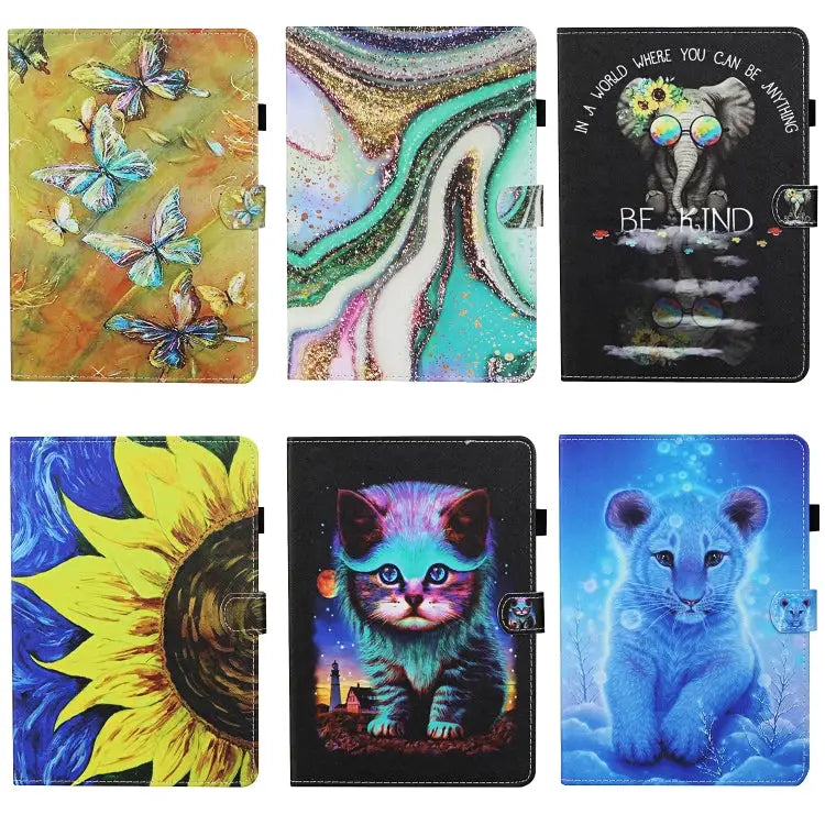 Colored Drawing Stitching Horizontal Flip Leather Case with Holder & Card Slots & Sleep / Wake-up Function For iPad