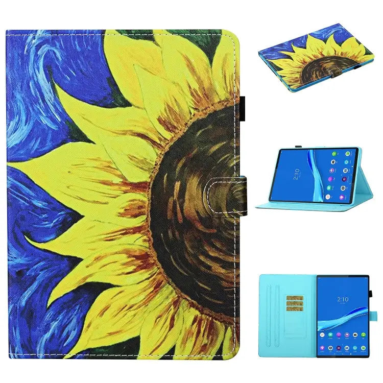Colored Drawing Stitching Horizontal Flip Leather Case with Holder & Card Slots & Sleep / Wake-up Function For iPad