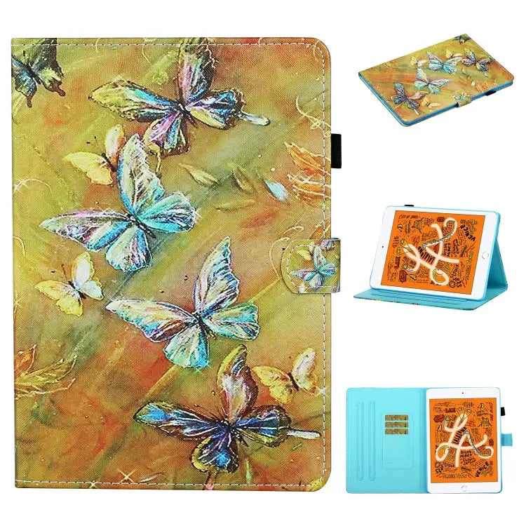 Colored Drawing Stitching Horizontal Flip Leather Case with Holder & Card Slots & Sleep / Wake-up Function For iPad