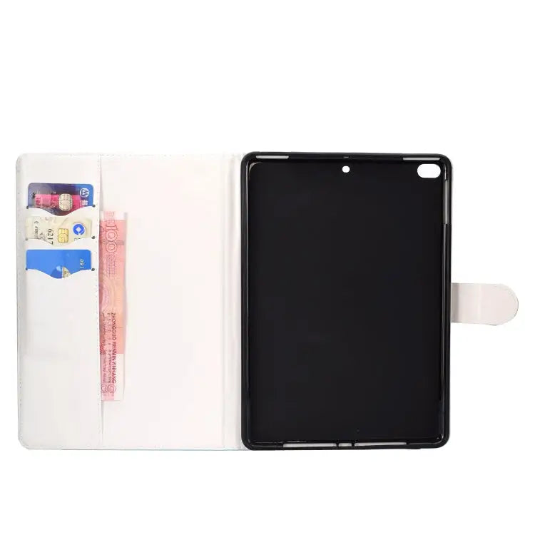 Colored Pattern Drawing Horizontal Flip PU Leather Case with Three-folding Holder & Sleep / Wake-up Function For iPad 5