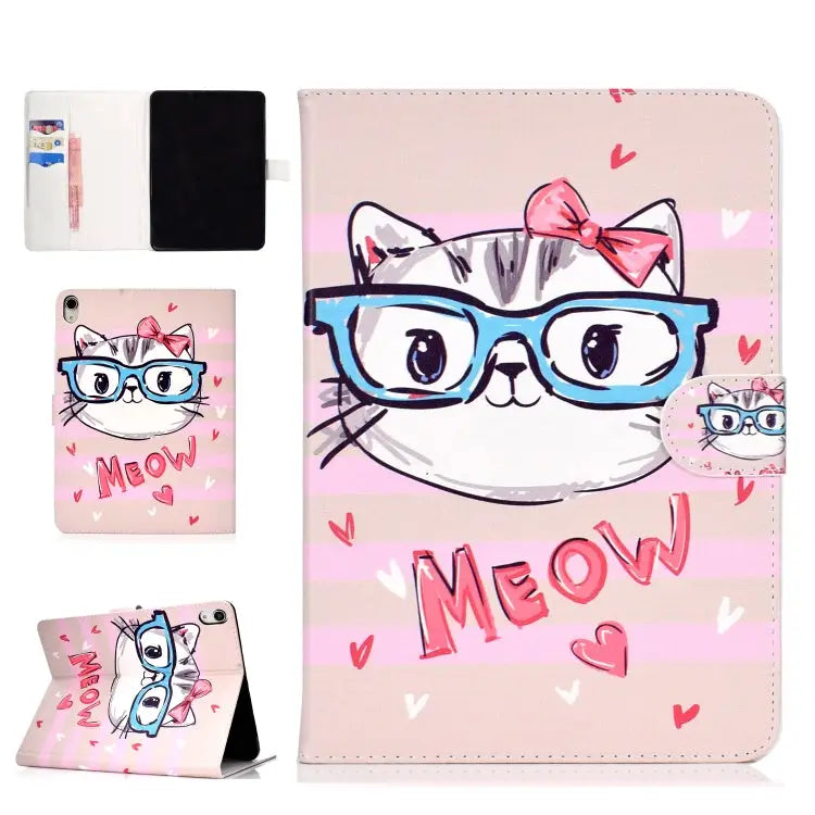Colored Pattern Drawing Horizontal Flip PU Leather Case with Three-folding Holder & Sleep / Wake-up Function For iPad 5