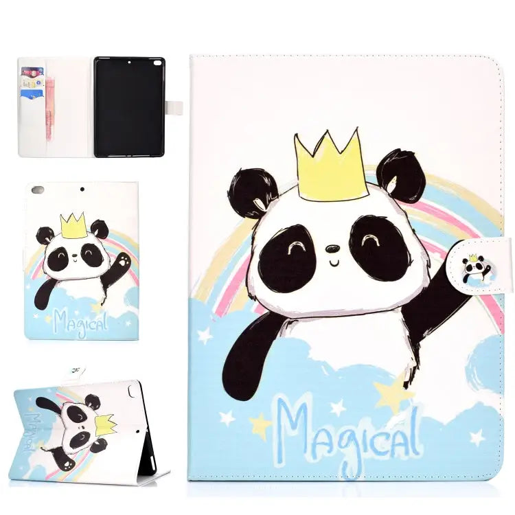 Colored Pattern Drawing Horizontal Flip PU Leather Case with Three-folding Holder & Sleep / Wake-up Function For iPad 5