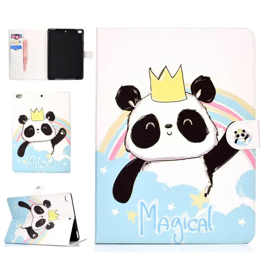 Colored Pattern Drawing Horizontal Flip PU Leather Case with Three-folding Holder & Sleep / Wake-up Function For iPad 5