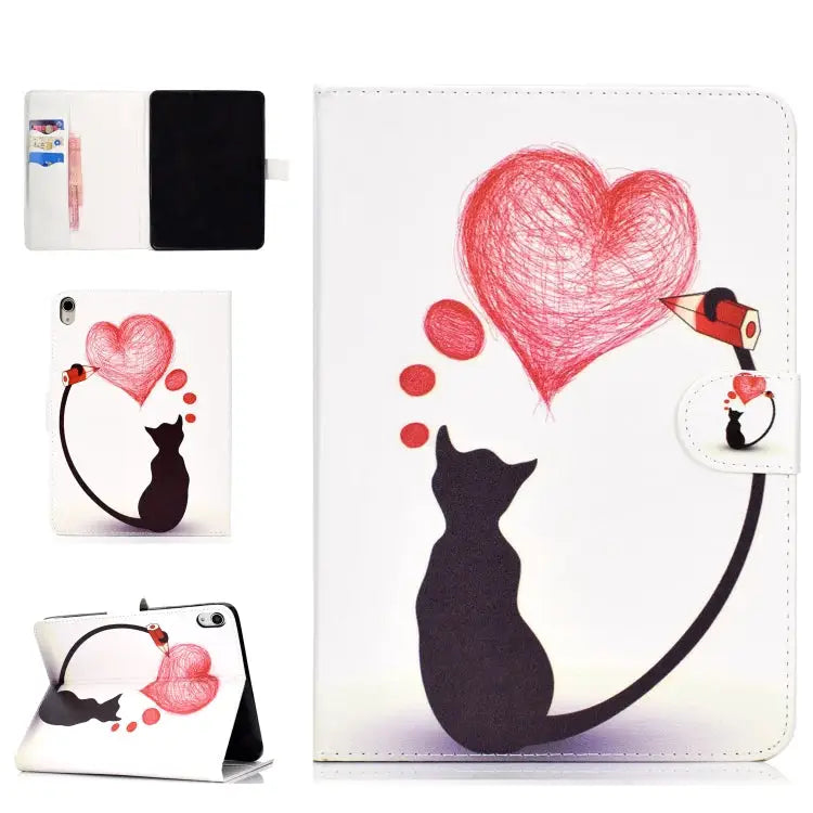 Colored Pattern Drawing Horizontal Flip PU Leather Case with Three-folding Holder & Sleep / Wake-up Function For iPad 5
