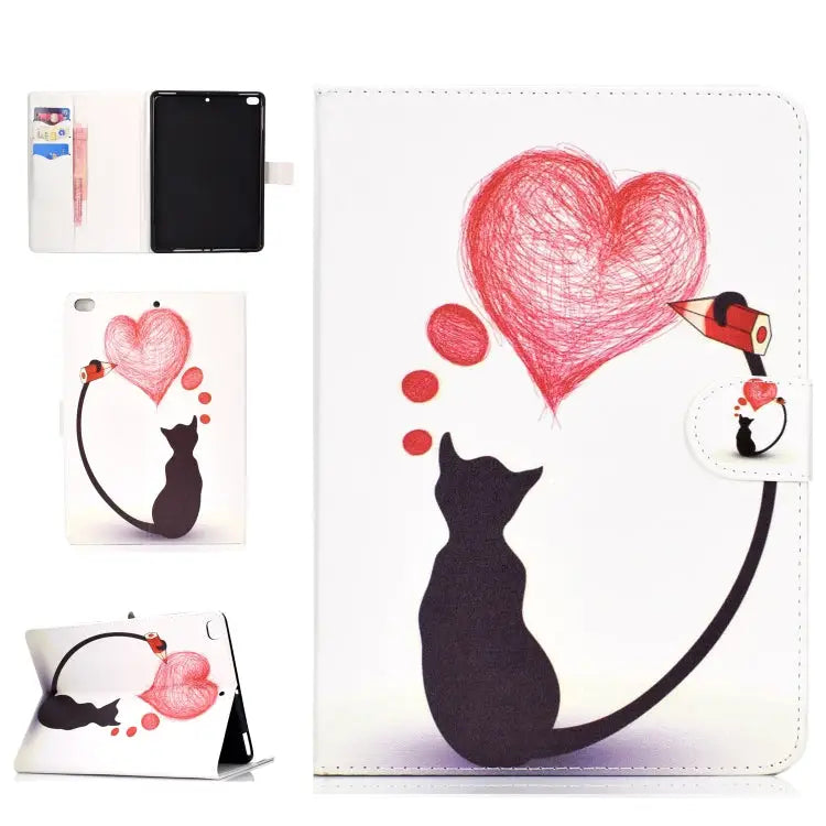 Colored Pattern Drawing Horizontal Flip PU Leather Case with Three-folding Holder & Sleep / Wake-up Function For iPad 5