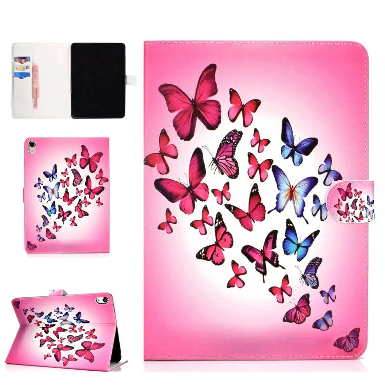 Colored Pattern Drawing Horizontal Flip PU Leather Case with Three-folding Holder & Sleep / Wake-up Function For iPad 5