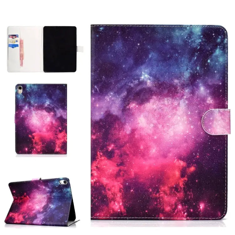 Colored Pattern Drawing Horizontal Flip PU Leather Case with Three-folding Holder & Sleep / Wake-up Function For iPad 5