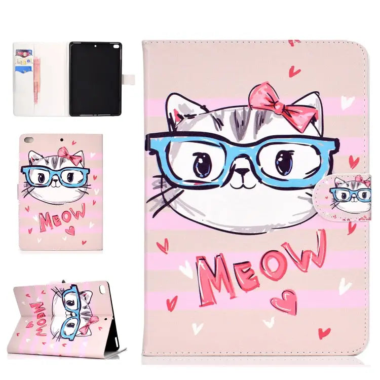 Colored Pattern Drawing Horizontal Flip PU Leather Case with Three-folding Holder & Sleep / Wake-up Function For iPad 5
