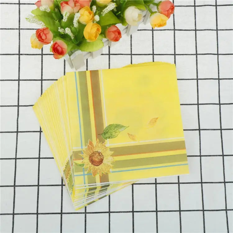 Colorful Print Party Decoration Napkin Facial Tissue Yellow Sunflower - Yellow Sunflower