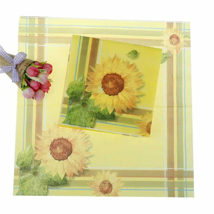 Colorful Print Party Decoration Napkin Facial Tissue Yellow Sunflower - Yellow Sunflower