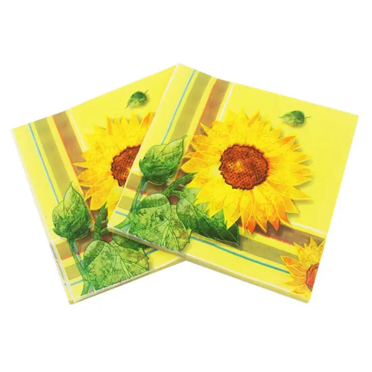 Colorful Print Party Decoration Napkin Facial Tissue Yellow Sunflower - Yellow Sunflower