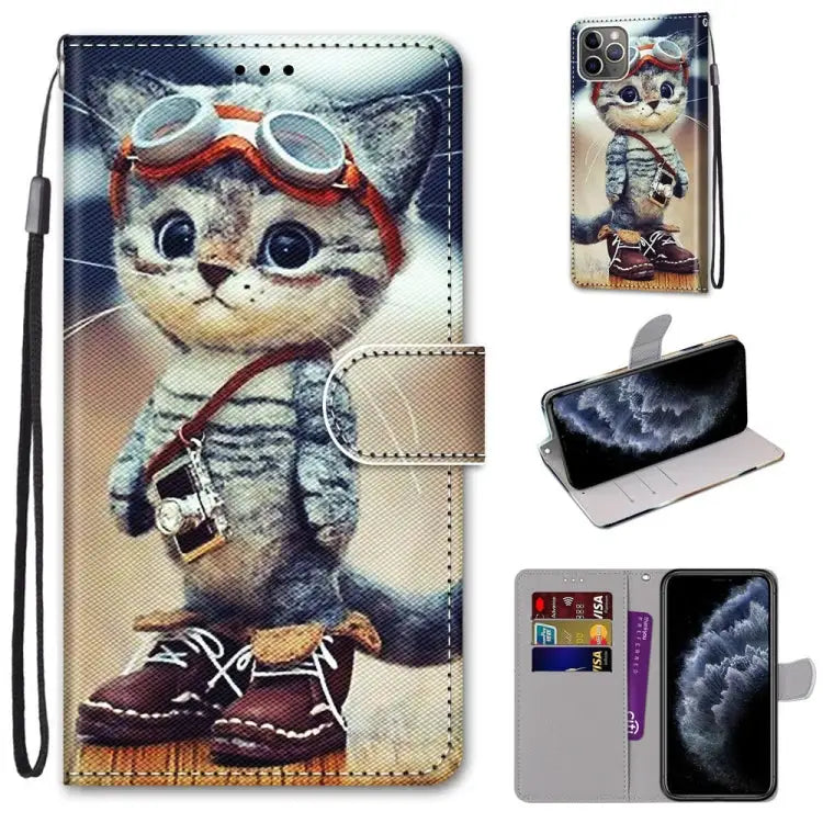 Coloured Drawing Cross Texture Horizontal Flip PU Leather Case with Holder & Card Slots & Wallet & Lanyard For iPhone