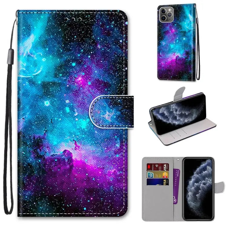 Coloured Drawing Cross Texture Horizontal Flip PU Leather Case with Holder & Card Slots & Wallet & Lanyard For iPhone