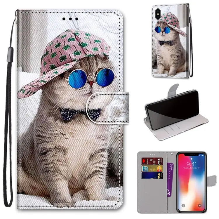 Coloured Drawing Cross Texture Horizontal Flip PU Leather Case with Holder & Card Slots & Wallet & Lanyard For iPhone