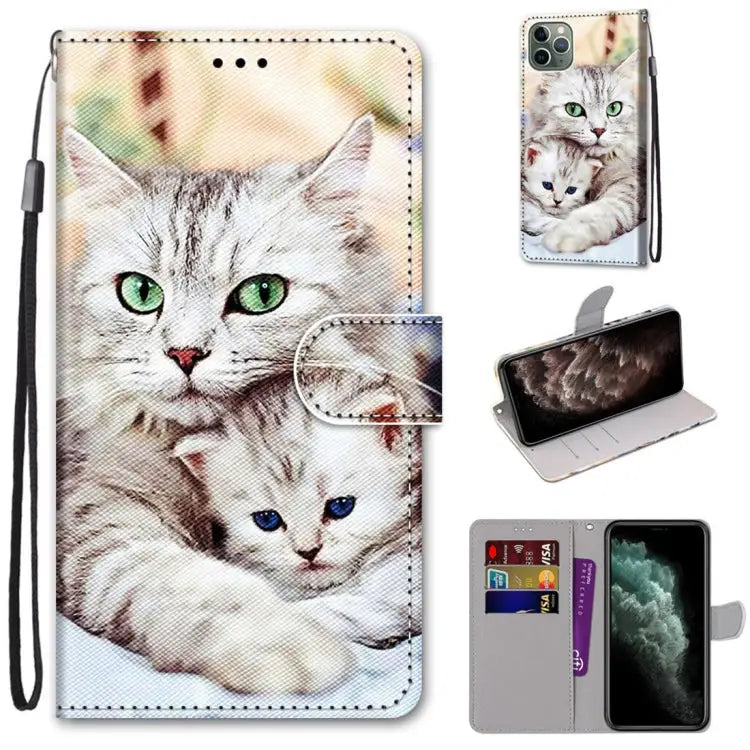 Coloured Drawing Cross Texture Horizontal Flip PU Leather Case with Holder & Card Slots & Wallet & Lanyard For iPhone