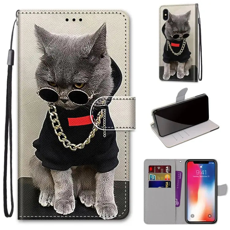 Coloured Drawing Cross Texture Horizontal Flip PU Leather Case with Holder & Card Slots & Wallet & Lanyard For iPhone