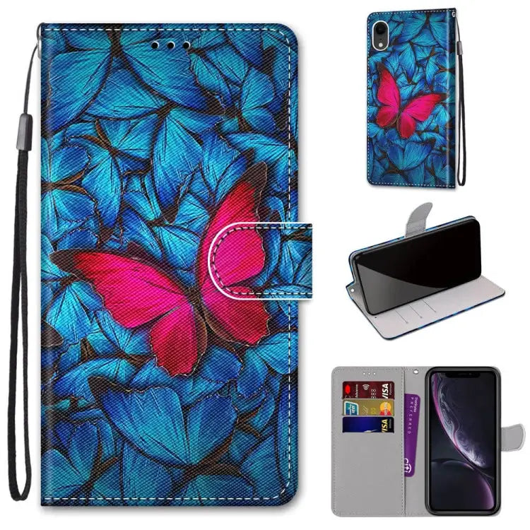 Coloured Drawing Cross Texture Horizontal Flip PU Leather Case with Holder & Card Slots & Wallet & Lanyard For iPhone