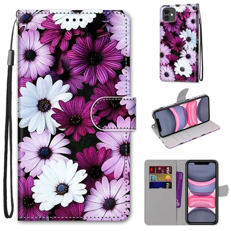 Coloured Drawing Cross Texture Horizontal Flip PU Leather Case with Holder & Card Slots & Wallet & Lanyard For iPhone