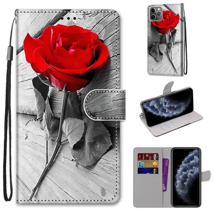 Coloured Drawing Cross Texture Horizontal Flip PU Leather Case with Holder & Card Slots & Wallet & Lanyard For iPhone
