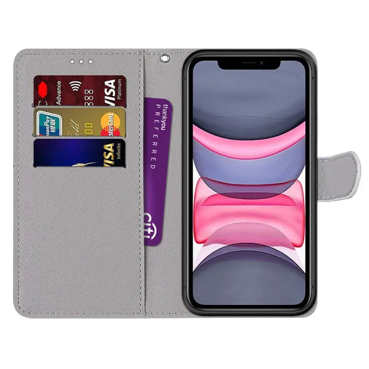 Coloured Drawing Cross Texture Horizontal Flip PU Leather Case with Holder & Card Slots & Wallet & Lanyard For iPhone