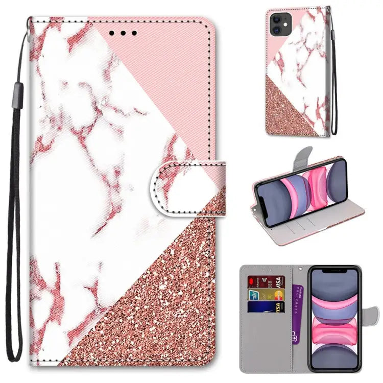 Coloured Drawing Cross Texture Horizontal Flip PU Leather Case with Holder & Card Slots & Wallet & Lanyard For iPhone