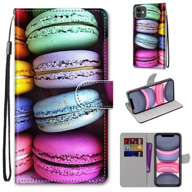 Coloured Drawing Cross Texture Horizontal Flip PU Leather Case with Holder & Card Slots & Wallet & Lanyard For iPhone