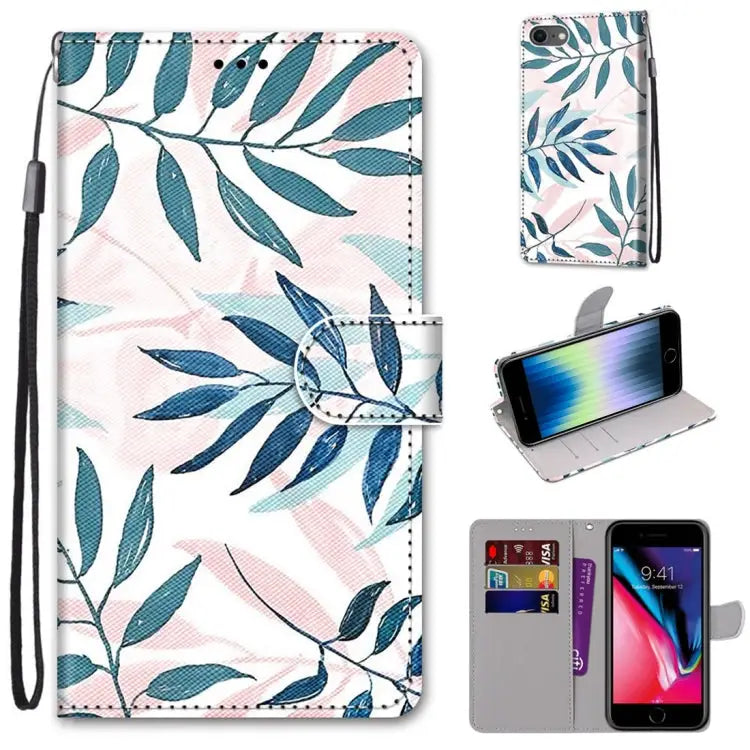 Coloured Drawing Cross Texture Horizontal Flip PU Leather Case with Holder & Card Slots & Wallet & Lanyard For iPhone