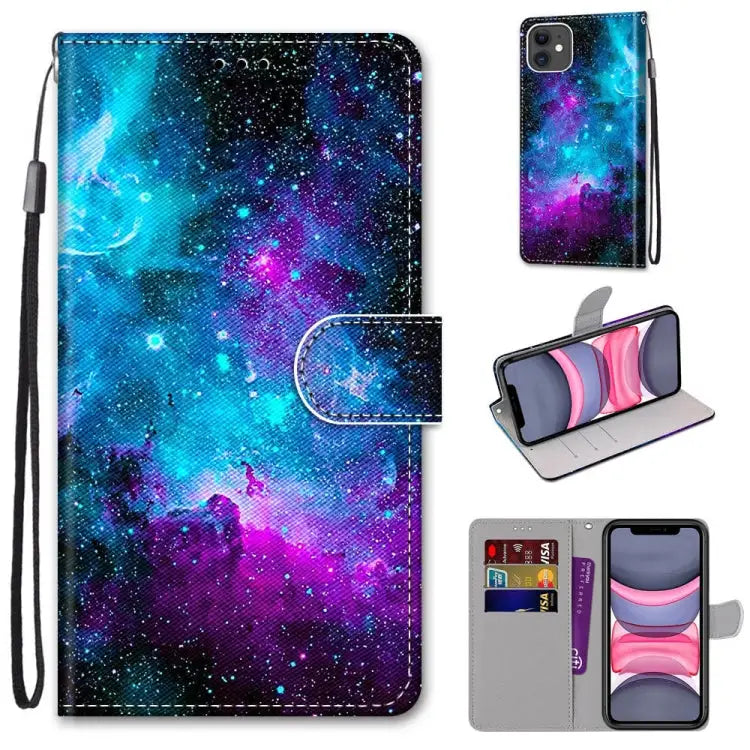 Coloured Drawing Cross Texture Horizontal Flip PU Leather Case with Holder & Card Slots & Wallet & Lanyard For iPhone