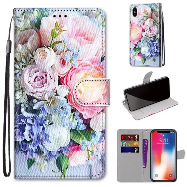 Coloured Drawing Cross Texture Horizontal Flip PU Leather Case with Holder & Card Slots & Wallet & Lanyard For iPhone