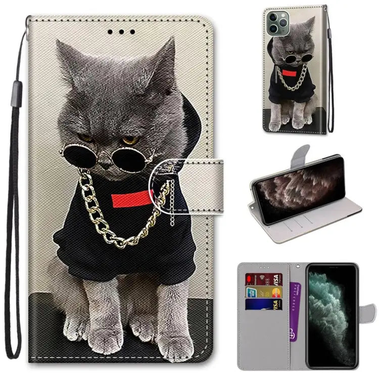 Coloured Drawing Cross Texture Horizontal Flip PU Leather Case with Holder & Card Slots & Wallet & Lanyard For iPhone