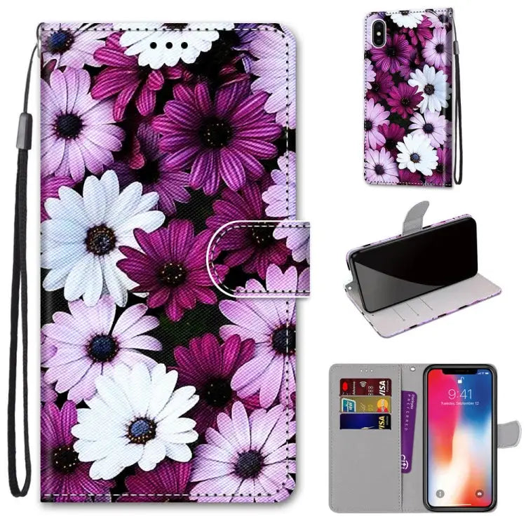 Coloured Drawing Cross Texture Horizontal Flip PU Leather Case with Holder & Card Slots & Wallet & Lanyard For iPhone