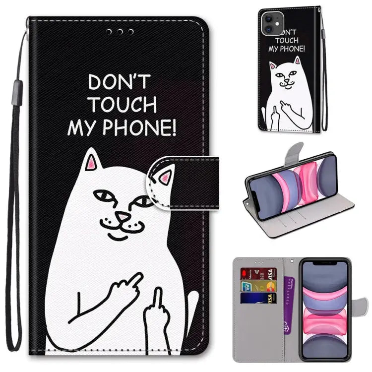 Coloured Drawing Cross Texture Horizontal Flip PU Leather Case with Holder & Card Slots & Wallet & Lanyard For iPhone