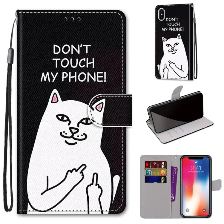 Coloured Drawing Cross Texture Horizontal Flip PU Leather Case with Holder & Card Slots & Wallet & Lanyard For iPhone