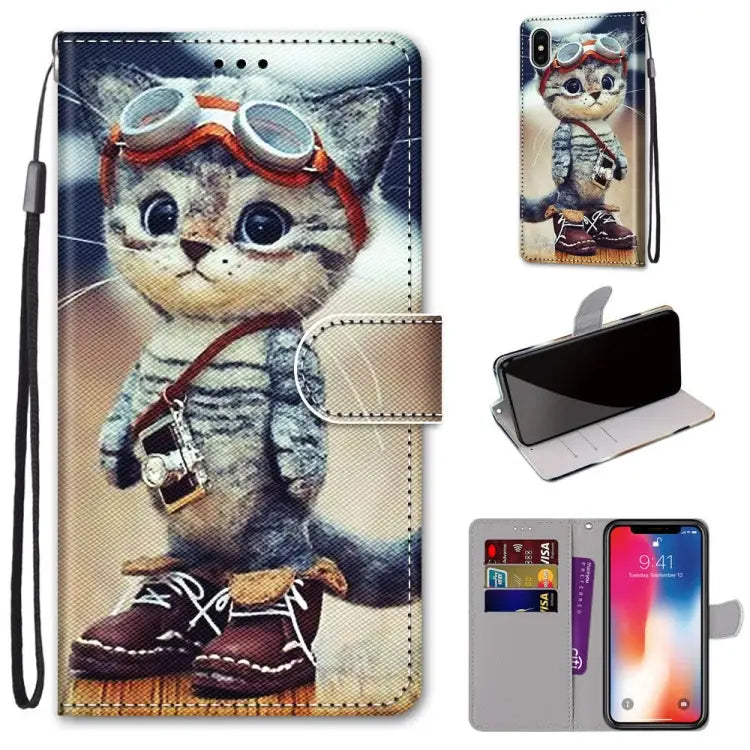 Coloured Drawing Cross Texture Horizontal Flip PU Leather Case with Holder & Card Slots & Wallet & Lanyard For iPhone