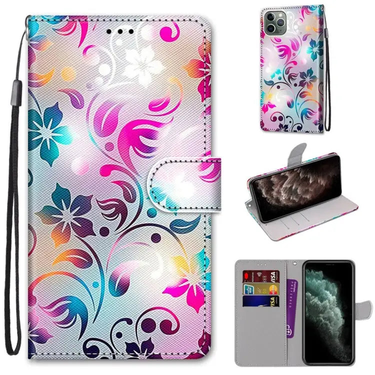 Coloured Drawing Cross Texture Horizontal Flip PU Leather Case with Holder & Card Slots & Wallet & Lanyard For iPhone