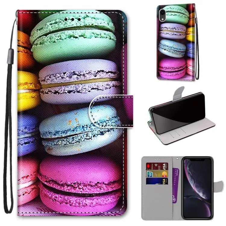 Coloured Drawing Cross Texture Horizontal Flip PU Leather Case with Holder & Card Slots & Wallet & Lanyard For iPhone