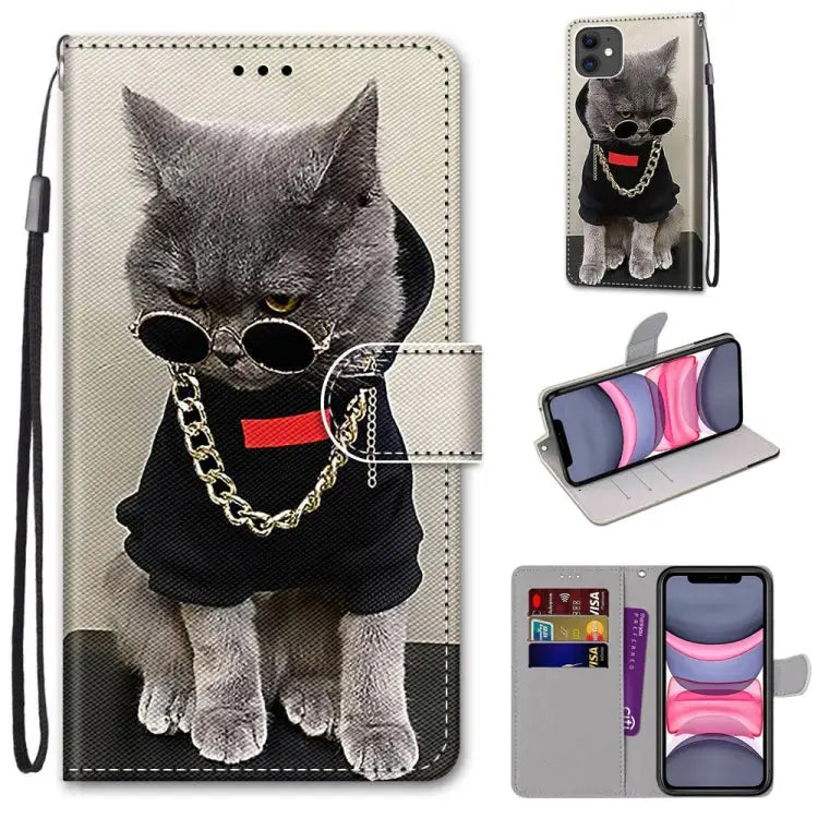 Coloured Drawing Cross Texture Horizontal Flip PU Leather Case with Holder & Card Slots & Wallet & Lanyard For iPhone