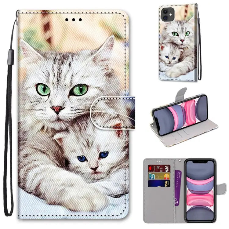 Coloured Drawing Cross Texture Horizontal Flip PU Leather Case with Holder & Card Slots & Wallet & Lanyard For iPhone