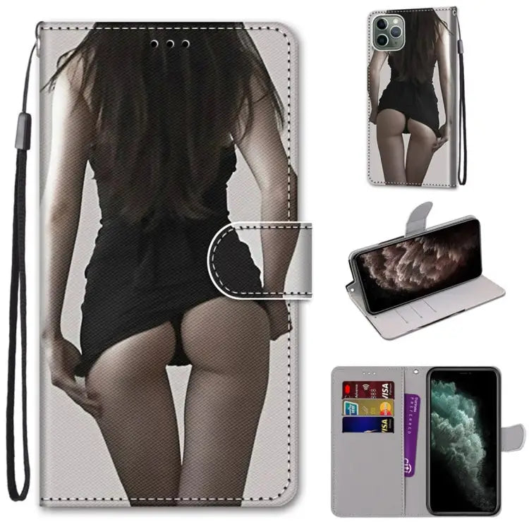 Coloured Drawing Cross Texture Horizontal Flip PU Leather Case with Holder & Card Slots & Wallet & Lanyard For iPhone