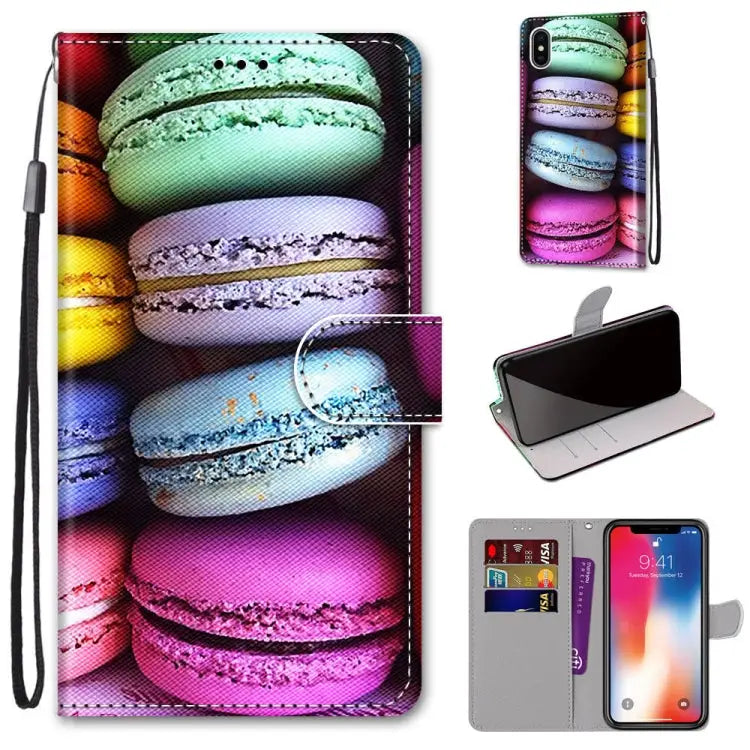 Coloured Drawing Cross Texture Horizontal Flip PU Leather Case with Holder & Card Slots & Wallet & Lanyard For iPhone