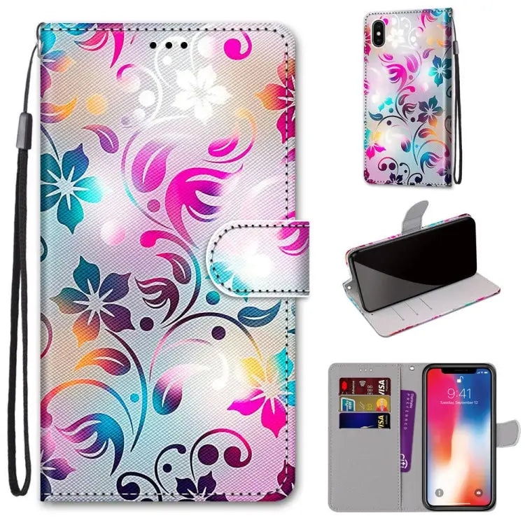 Coloured Drawing Cross Texture Horizontal Flip PU Leather Case with Holder & Card Slots & Wallet & Lanyard For iPhone