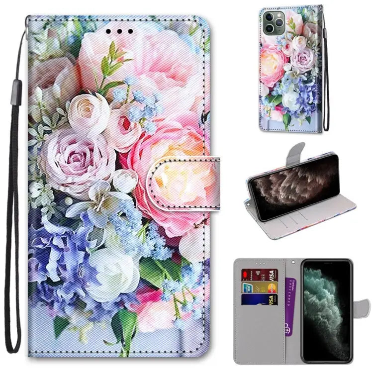 Coloured Drawing Cross Texture Horizontal Flip PU Leather Case with Holder & Card Slots & Wallet & Lanyard For iPhone